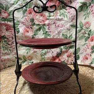 Longaberger Wrought Iron 2 Tier Plate Pie Rack